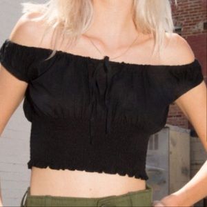 Black over the shoulder Brandy crop top